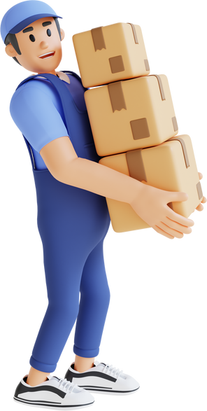 courier carrying order boxes 3d character illustration